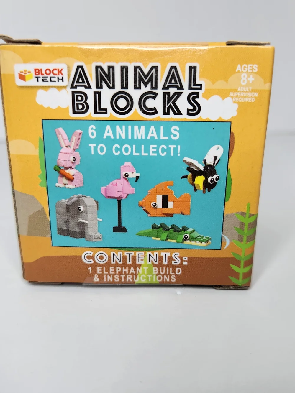 3 Block Tech Animal Blocks Building Sets - Elephant, Bee, Flamingo